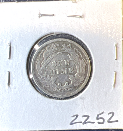 💥 1891 Very Fine Liberty Seated Dime 90% Silver 10c Coin Full Liberty Last Year