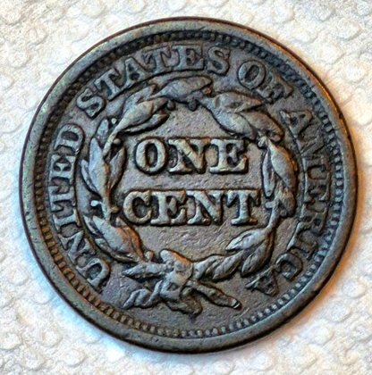 1845 Braided Hair Large Cent Strong VF+ Features, Variant N3, R4, 1C GSID 1111