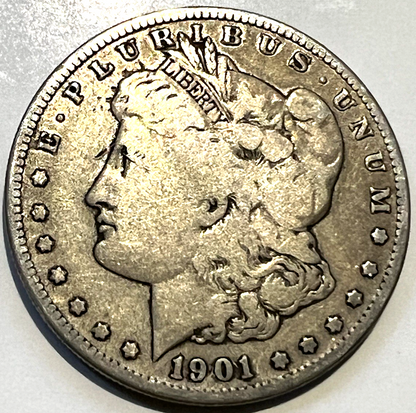 🔥 1901 S Morgan Dollar F Fine 90% Silver $1 US Coin Collectible Better Date