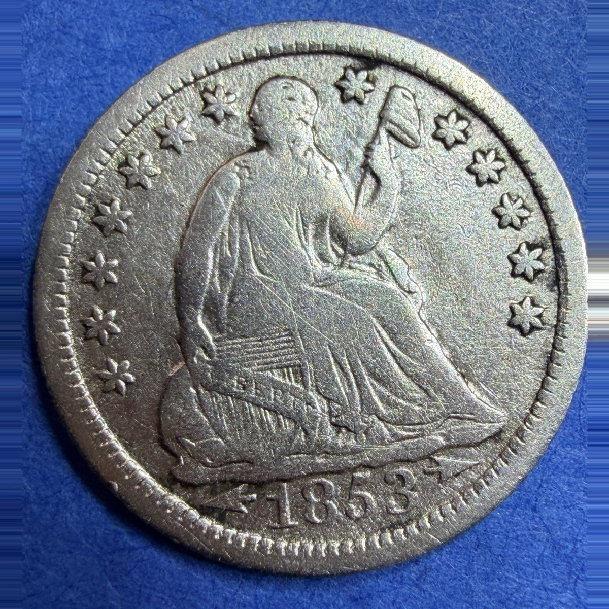 1853 Arrows Seated Liberty Half Dime H10C VG-F Fine Very Fine Philadelphia Coin