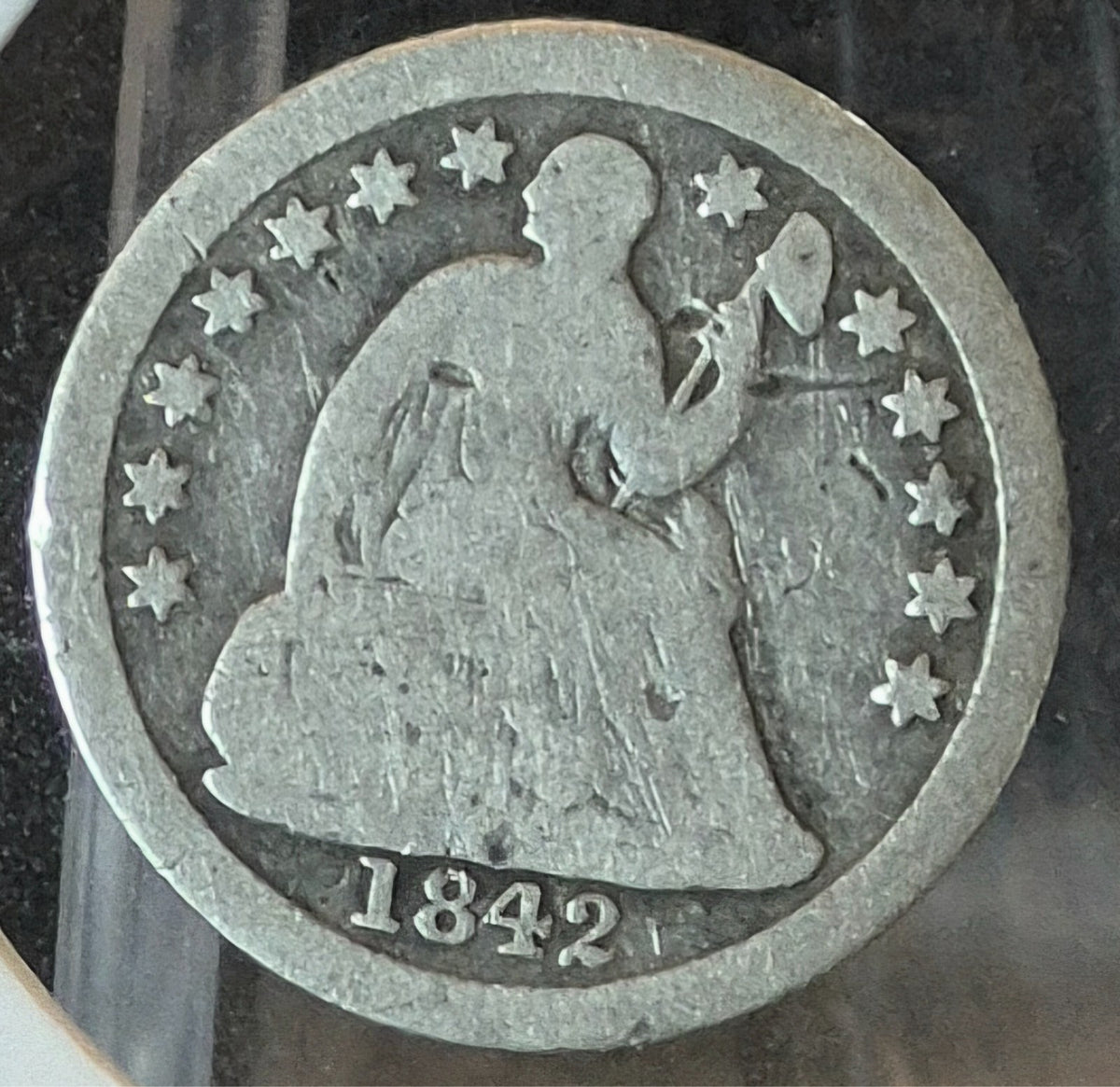 1842-P Seated Liberty Half Dime Good Type III Stars on the Obverse 90% Silver