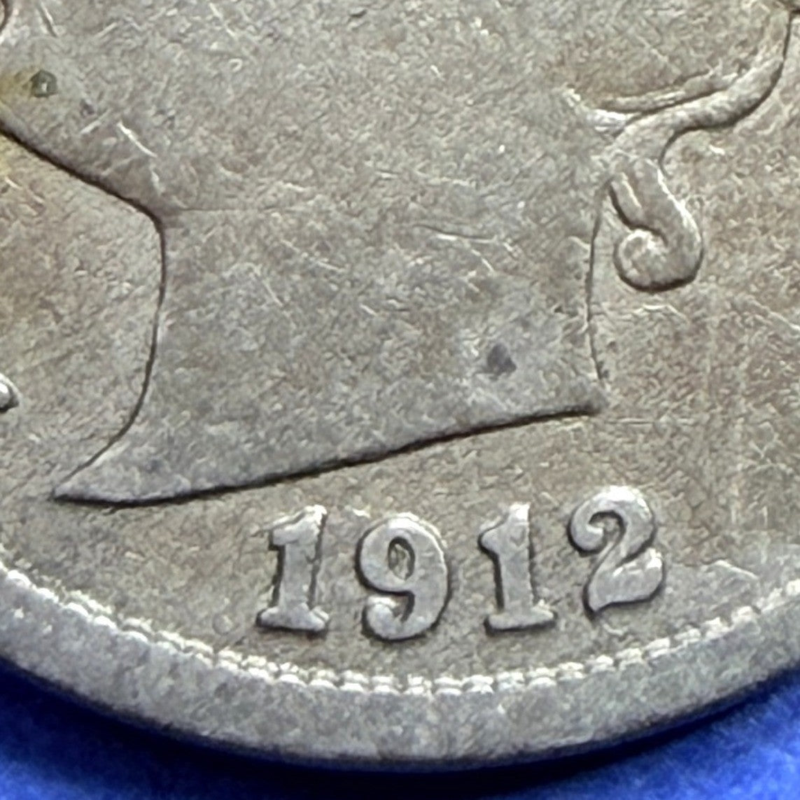 1912 Liberty Head V Nickel 5C F Fine Philadelphia Antique US Five Cent Coin Raw