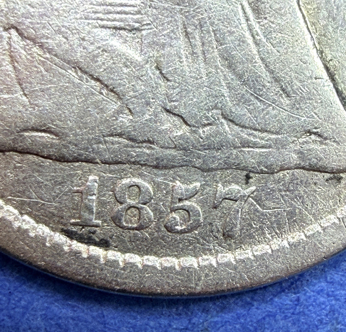 1857 Seated Liberty Half Dime H10C 90% Silver F Fine Pre Civil War Type Coin