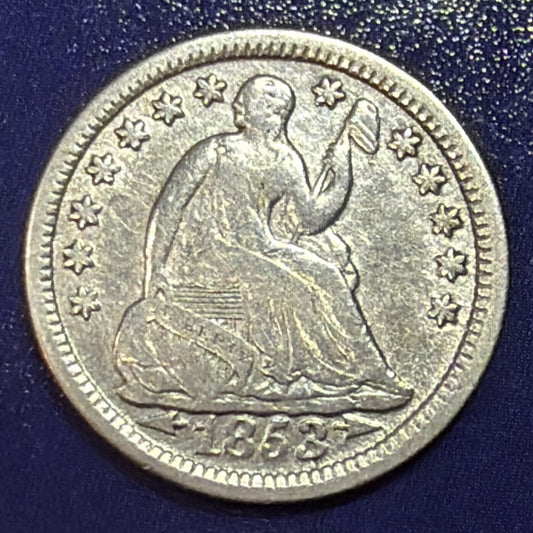 1853 Seated Liberty Half Dime 5C Arrows F-VF 90% Silver US Coin Philadelphia