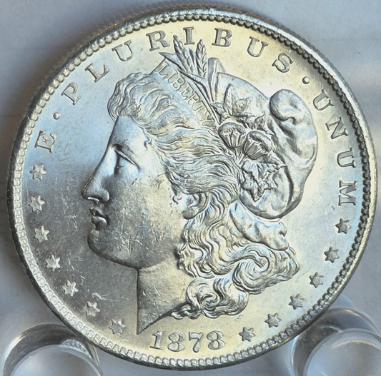 1878-S Morgan 90% Silver Dollar PL Strong MS Features 7 Feathers 1st Year $1