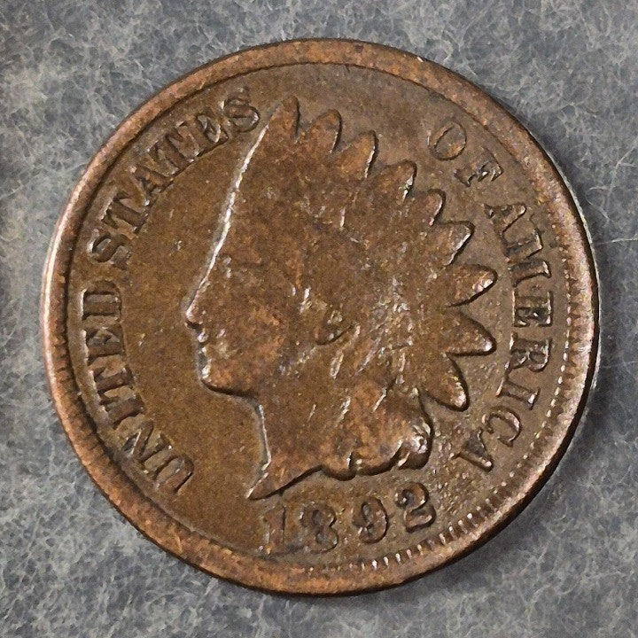 1892 Indian Head Cent Penny 1C VG Very Good Bronze Antique 19th Century US Coin