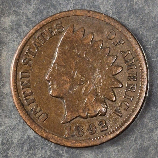 1892 Indian Head Cent Penny 1C VG Very Good Bronze Antique 19th Century US Coin