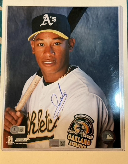 ⚾️   Jose Ortiz Signed 8x10 Licensed Photo COA: BAS Beckett Oakland A's Slugger