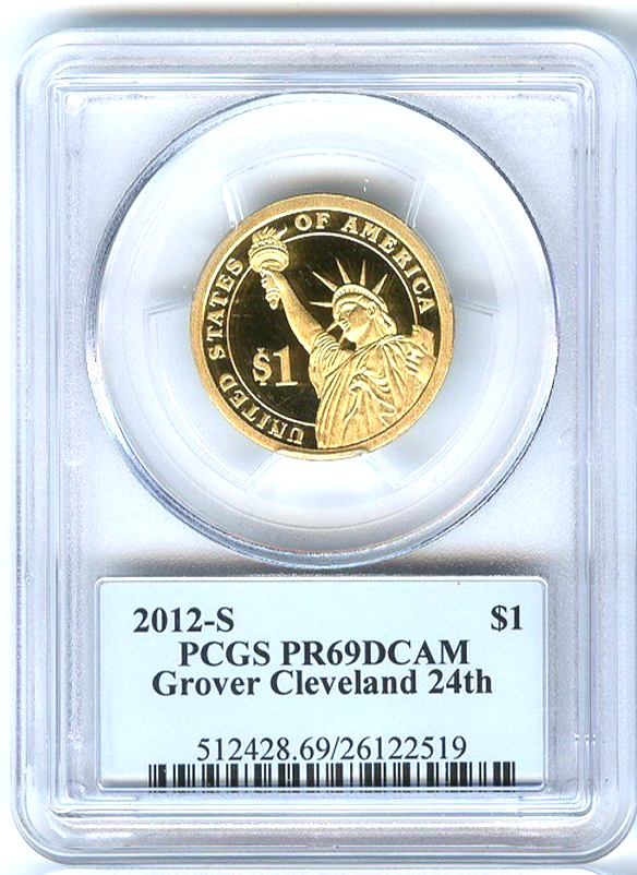 ✅ 2012 S Grover Cleveland 24th Presidential Dollar PCGS PR69DCAM Photo Label