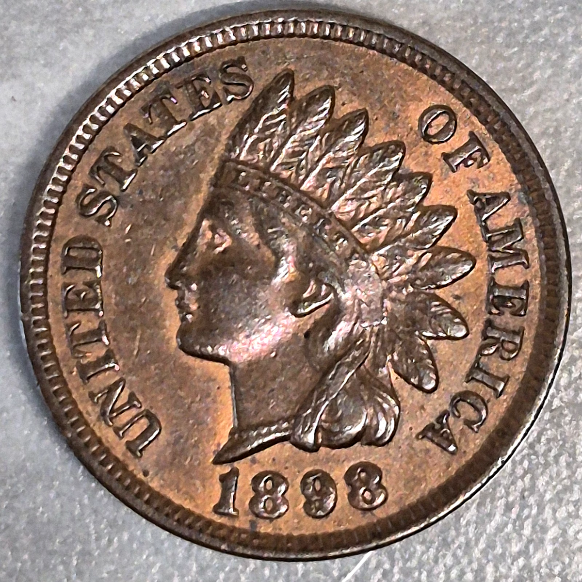 1898 Indian Head Cent Penny 1C Choice AU About Uncirculated Full LIBERTY Sharp