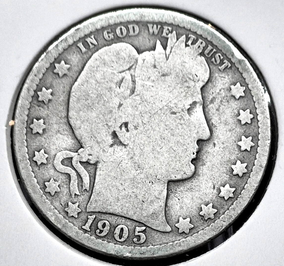 1905 O Barber Silver Quarter 90% SILVER Coin Raw G+ Features 25C