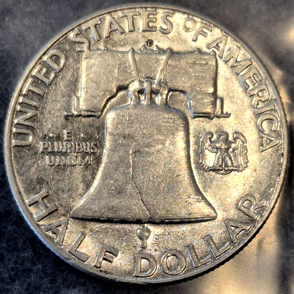 1963 D Franklin Half Dollar 50C 90% Silver XF Last Year of Issue Denver Mint