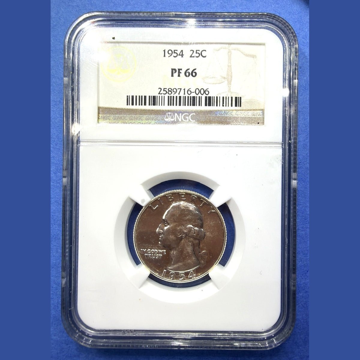 1954 Washington Quarter Silver Proof NGC PF66 Mintage 233,300 90% Silver 25C