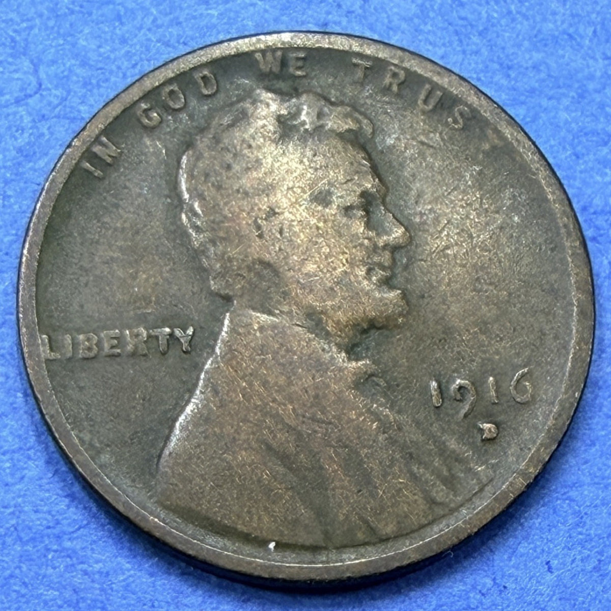 1916-D Lincoln Wheat Cent 1C F Fine Denver Mint Bronze Penny Early Date US Coin