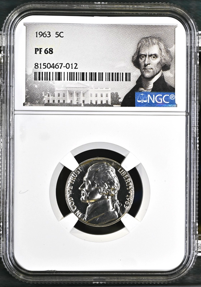 ✅  1963 Proof  Nickel NGC Certified PF 68 Thomas Jefferson Label White House