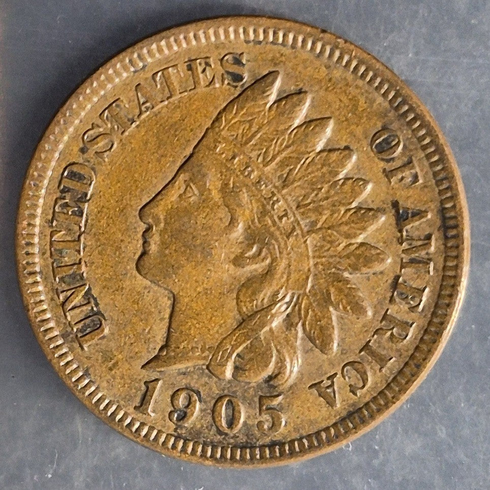 1905 Indian Head Cent Penny 1C AU About Uncirculated Full LIBERTY 4 Diamonds