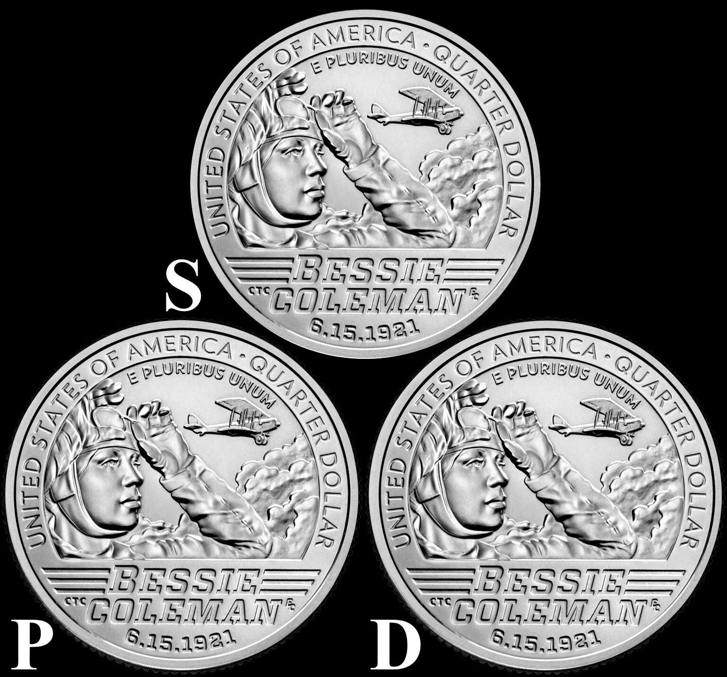 2023 PDS Bessie Coleman American Women Quarters Original 3 Roll Set OGP