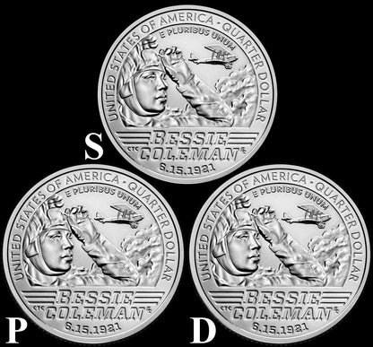 2023 PDS Bessie Coleman American Women Quarters Original 3 Roll Set OGP