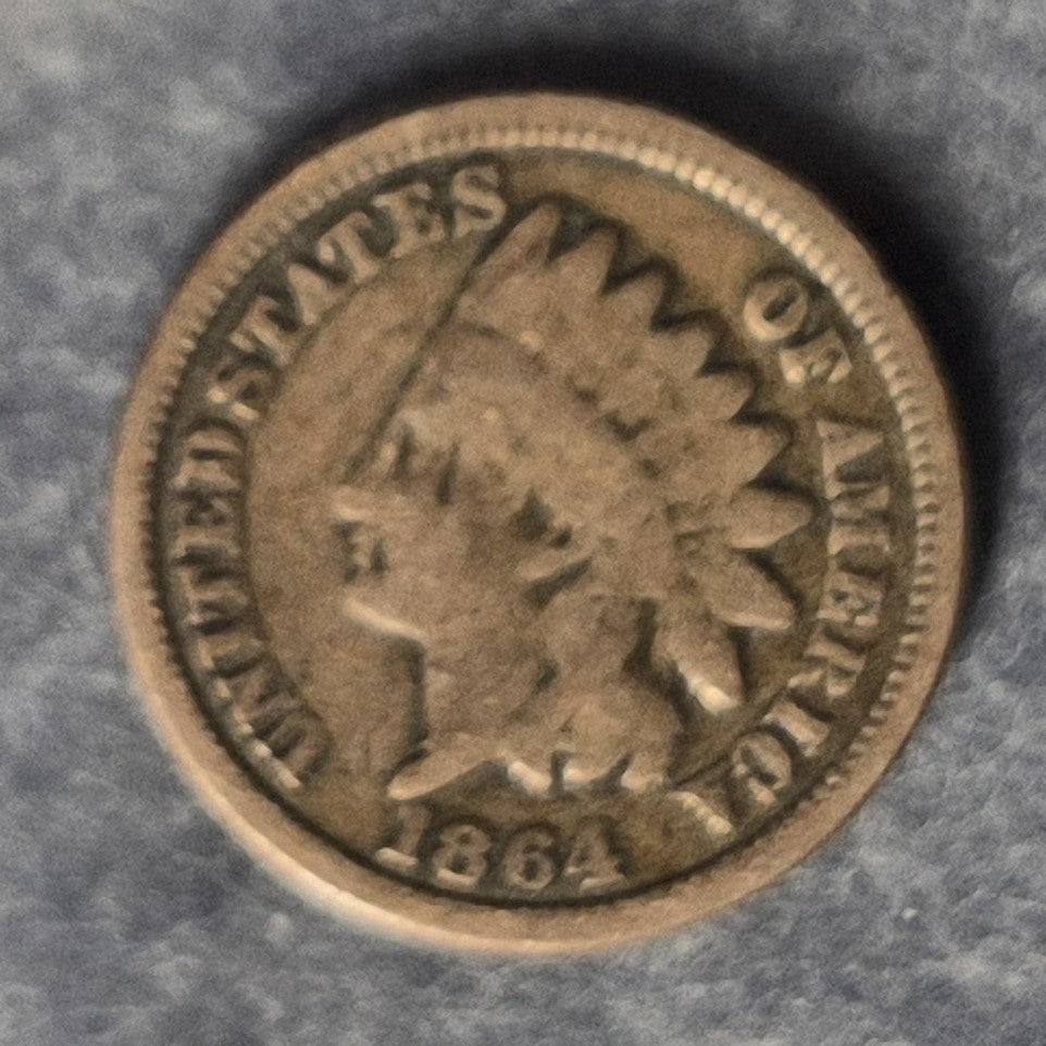 1864 Copper-Nickel Indian Head Cent 1C VG Very Good CN Last Year Civil War Coin