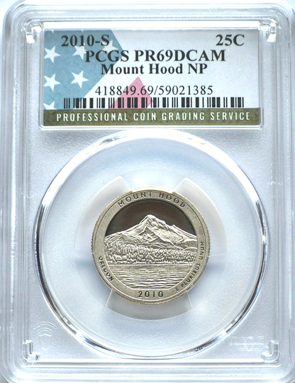 2010 S National Parks 5 Coin Quarter Set PCGS PR69DCAM Special Flag NP Label