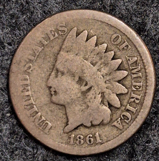 1861 Indian Head Cent Good Features  Type II Chunky Oak Wreath Coin Shown