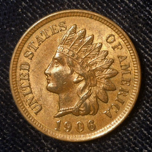 🔥 1906 INDIAN HEAD Cent - FULL LIBERTY, 4 DIAMONDS, Crisp AU+/MS Features 1C