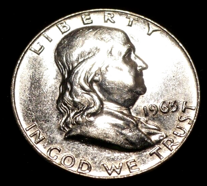 1963 D Ben Franklin 90% Silver Half Dollar Proof Like Mirror Shine Uncirculated