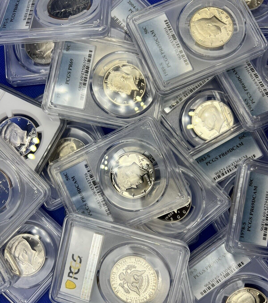 { 5} Kennedy Half Dollar PROOF COINS👍  PCGS NGC Graded PR69💰 5x 50c LOT  ✅