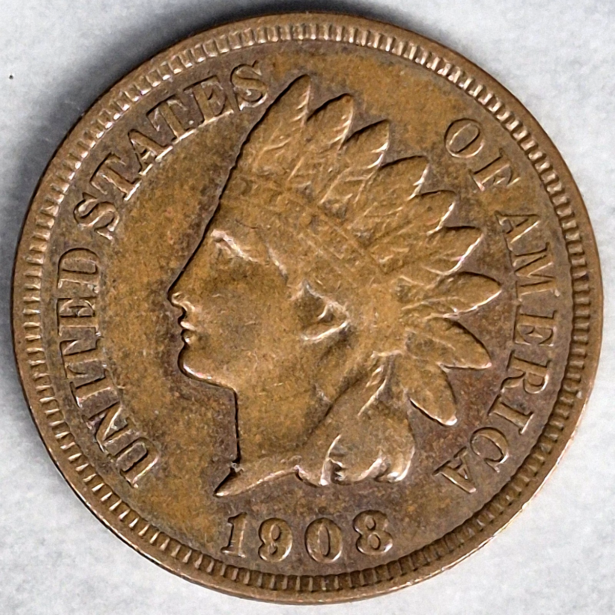 1908 Indian Head Cent Penny 1C Fine Bronze Philadelphia Early 1900s US Coin