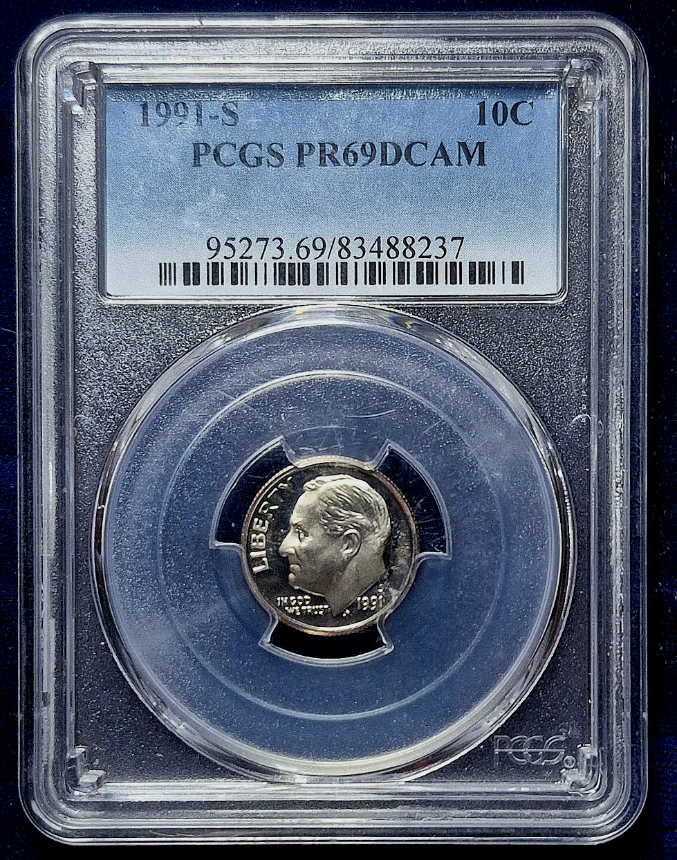 1991-S 10c Roosevelt Proof Dime ~ PCGS Graded Near Perfect PR69DCAM