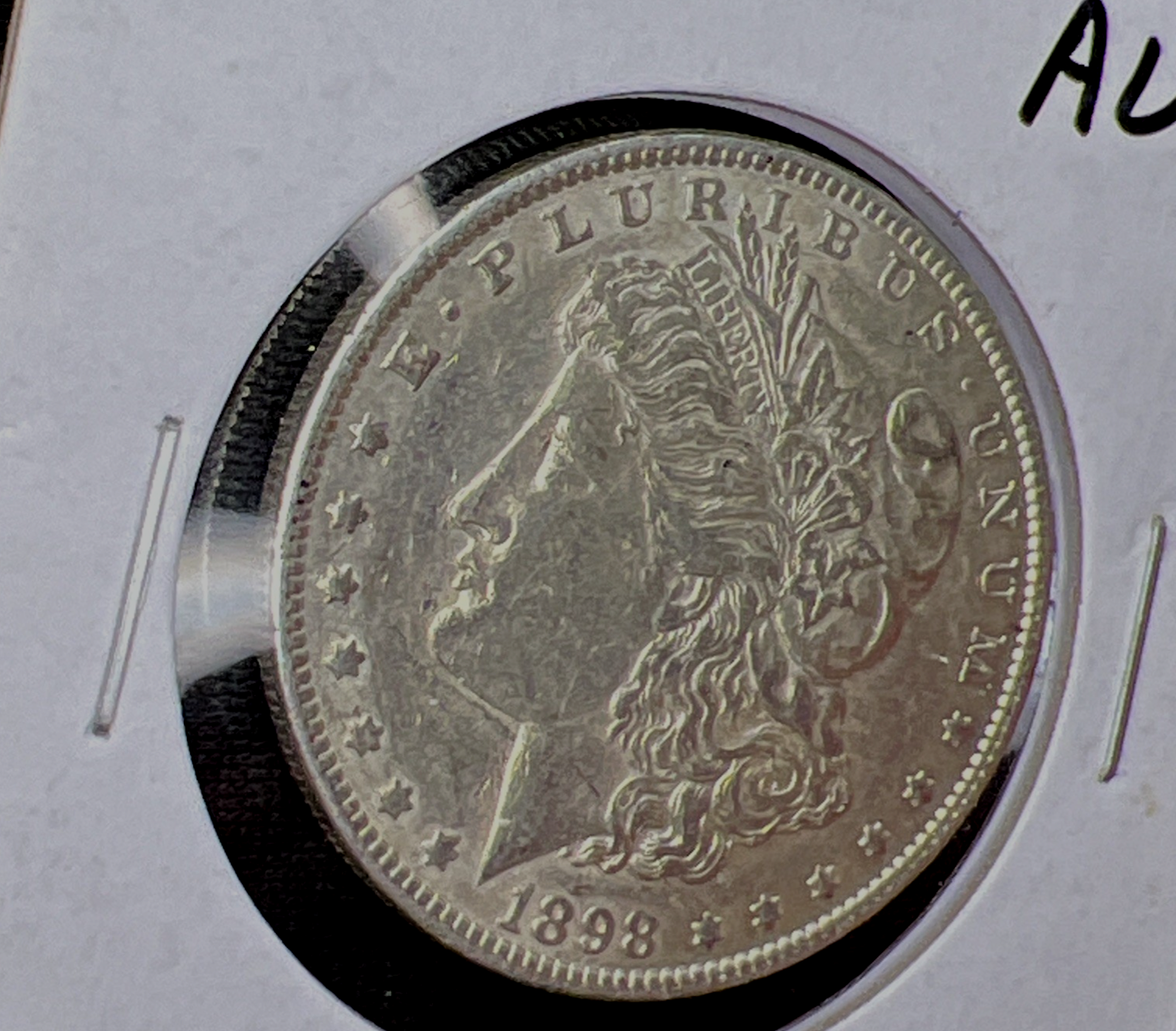 1898 AU Morgan Silver Dollar Shiny Well Struck Strong AU Features $1 Coin