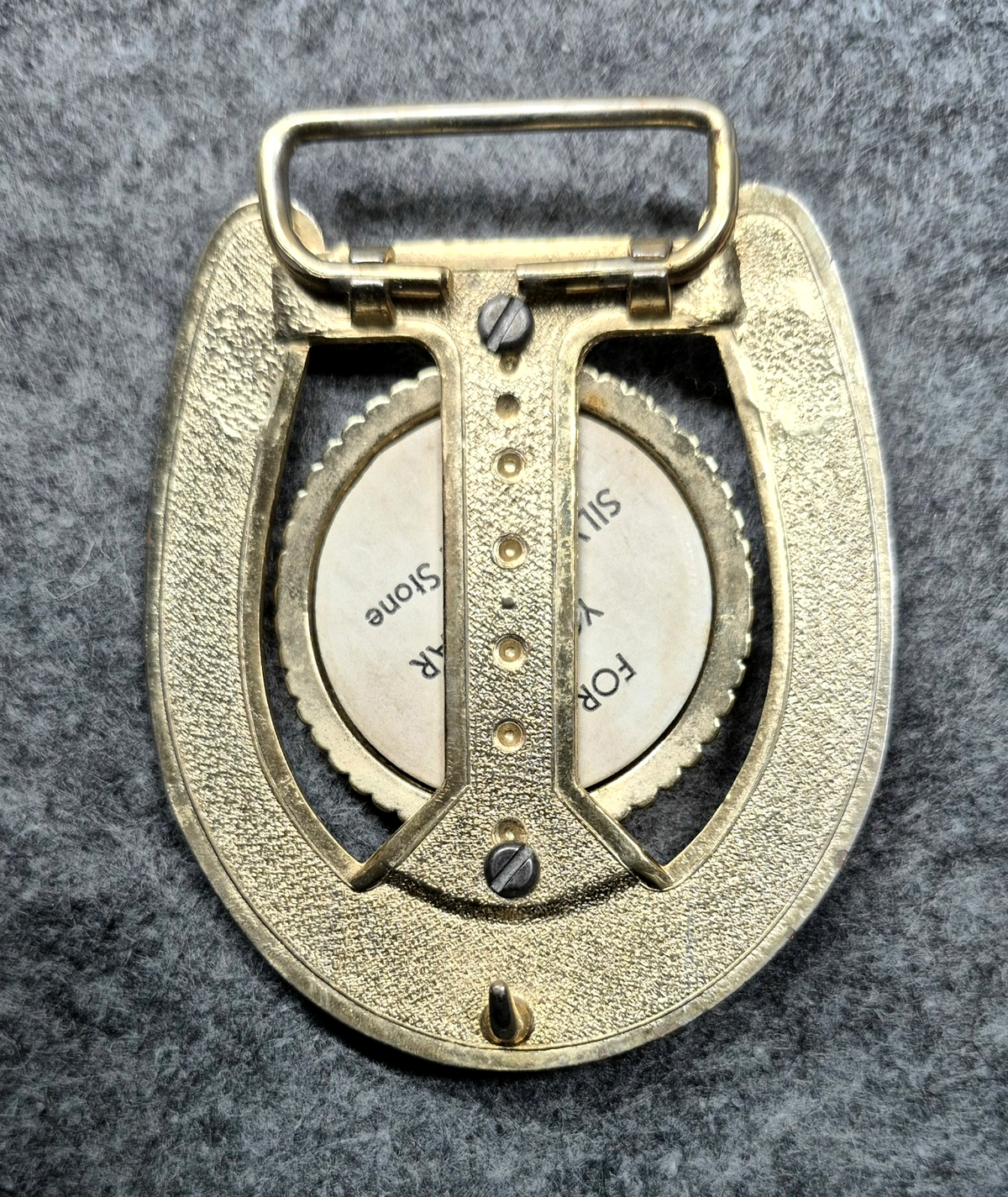 1884 Morgan Silver Dollar Horseshoe Belt Buckle Vintage Western Gold Tone VG
