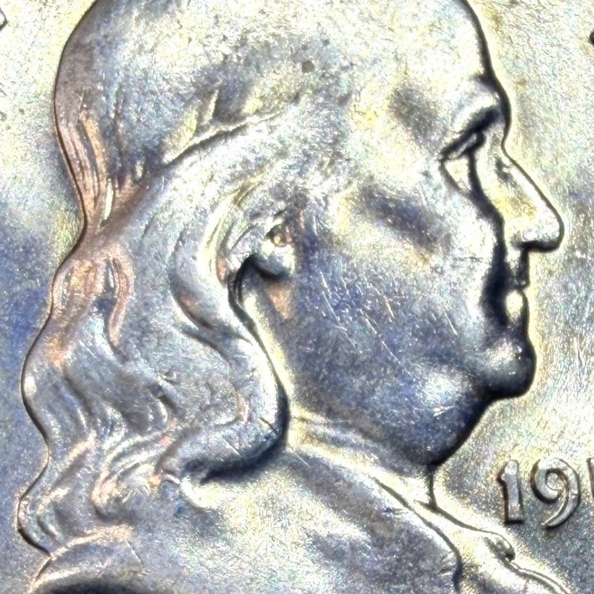 1957 Franklin Half Dollar 50C BU Brilliant Uncirculated 90% Silver Golden Toned