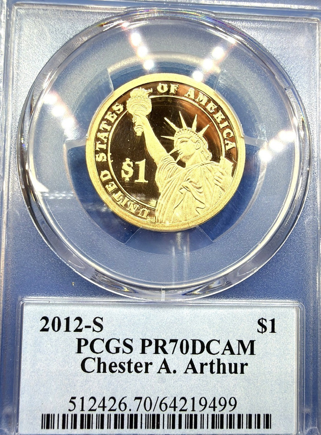 2012-S Chester A Arthur Presidential Dollar $1 PCGS PR70DCAM Deep Cameo Proof