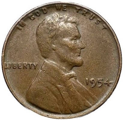 1954 Lincoln Cent Good - Very Good  (G-VG) Circulated Condition Copper Penny