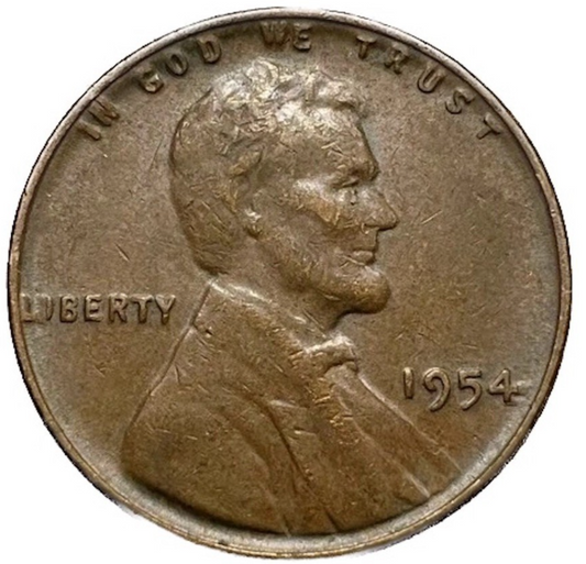 1954 Lincoln Cent Good - Very Good  (G-VG) Circulated Condition Copper Penny