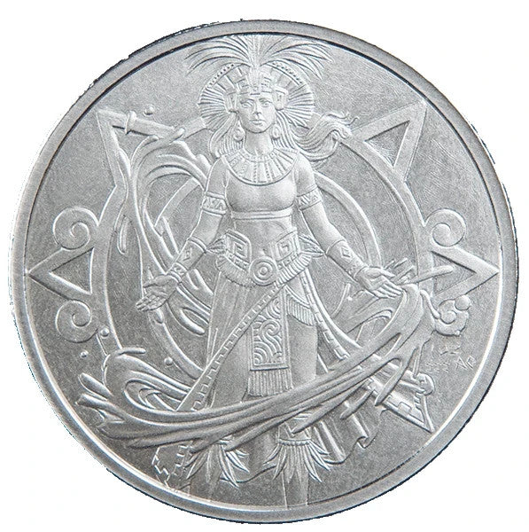 Aztec Goddess of Water | Chalchiuhtlicue  1 oz .999 Fine Silver Round In Capsule