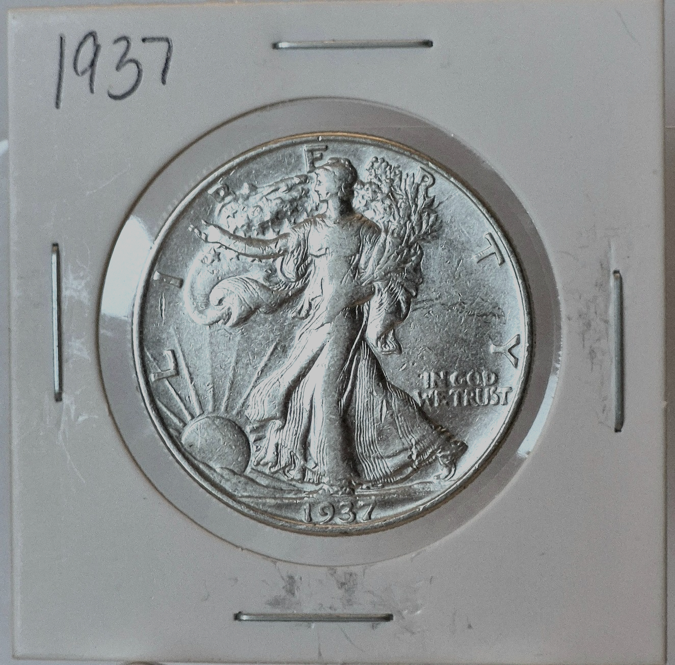 1937-P Walking Liberty Half Dollar 90% Silver Strong VF-XF Features 50C