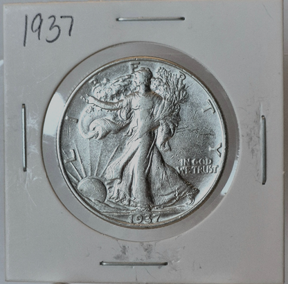 1937-P Walking Liberty Half Dollar 90% Silver Strong VF-XF Features 50C