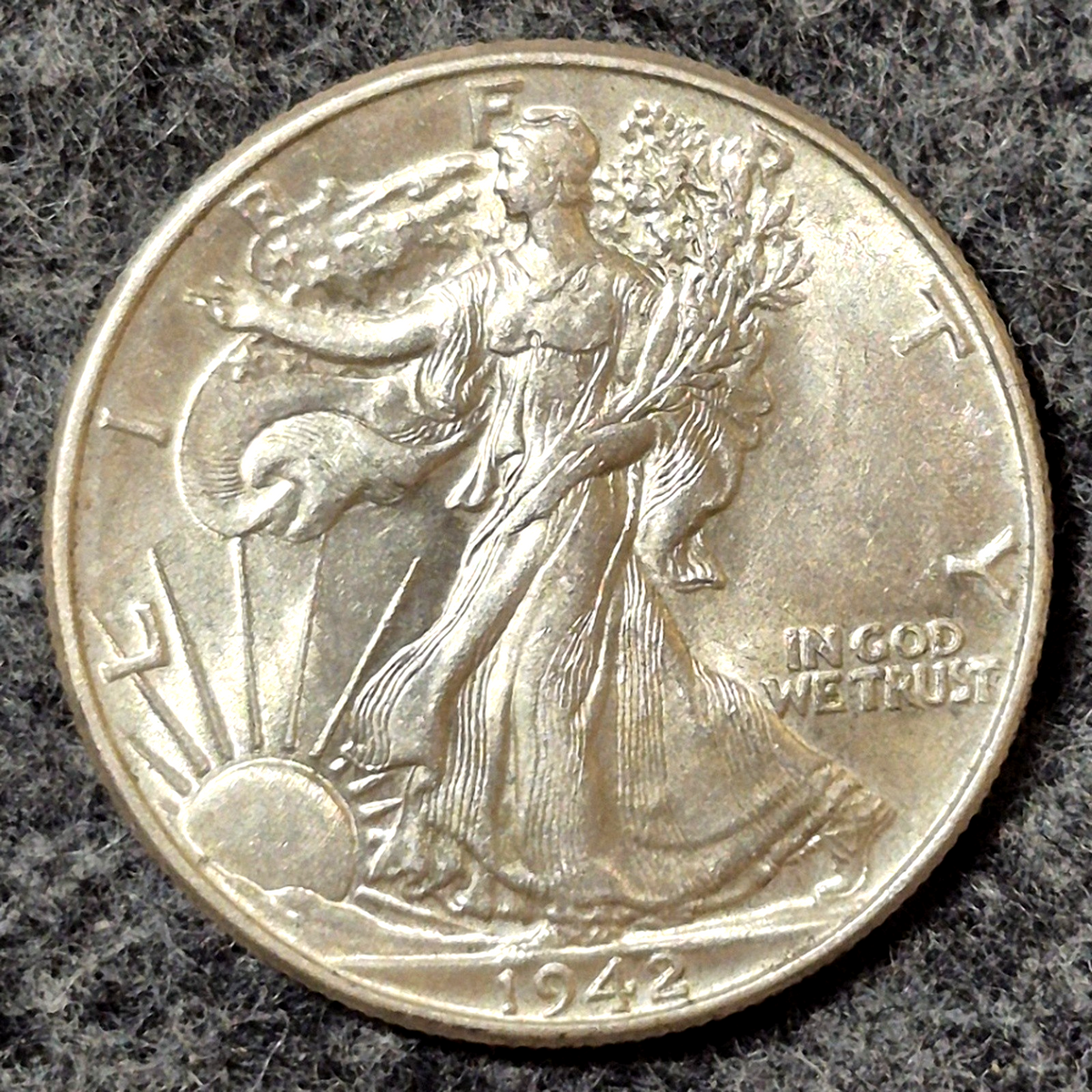1942 Walking Liberty Half Dollar 90% Silver MS+ Features Philadelphia 50c
