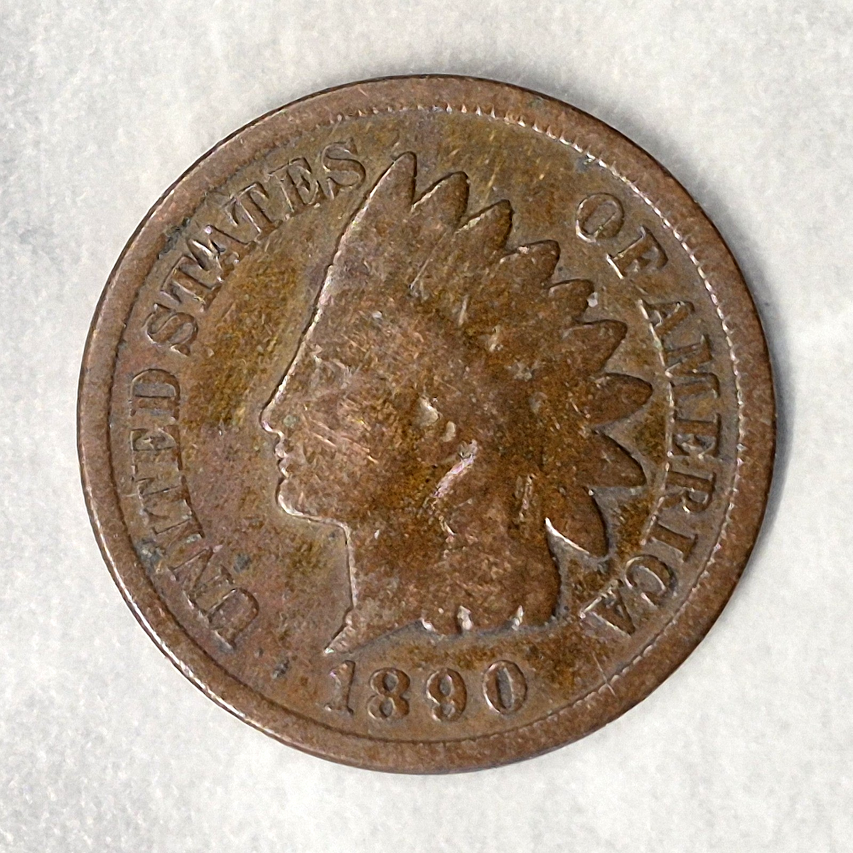 1890 Indian Head Cent Penny 1C G Good Bronze Brown Philadelphia US Type Coin