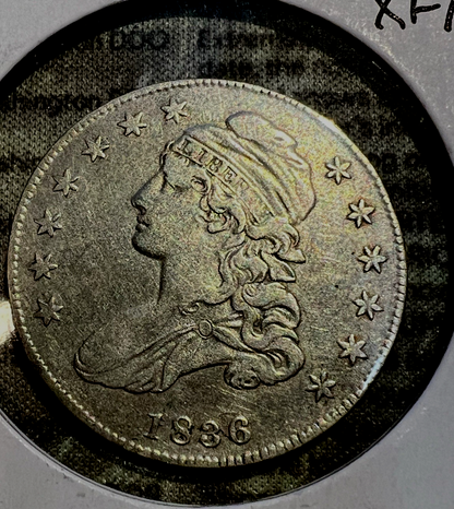 1834 Capped Bust Half Dollar Lettered Edge ROTATED DIE Beaded Border 50c Coin