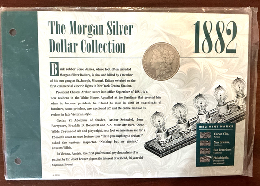 1882 P The Morgan Silver Dollar Collection 90% Coin American Historical Society