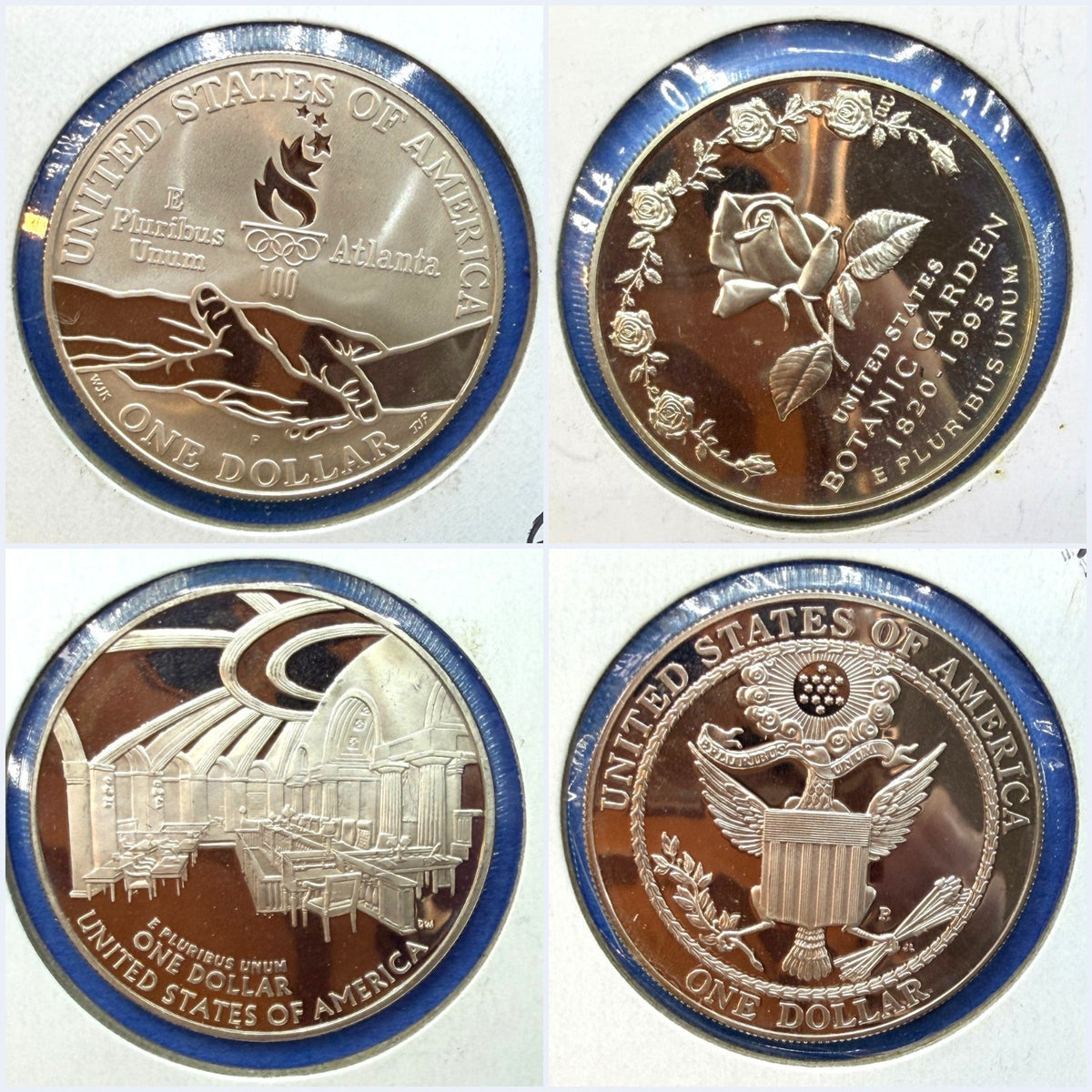 4 Coin Commemorative Silver Dollar Proof Lot 1995 1997 2005 2008 90% Silver $1