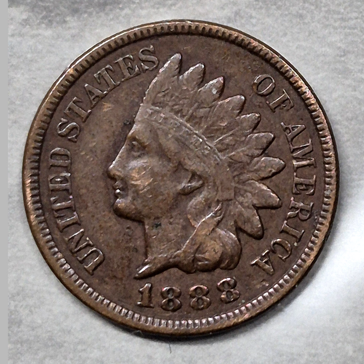 1888 Indian Head Cent Penny 1C Fine+ Bold Date Full Rims 19th Century US Coin