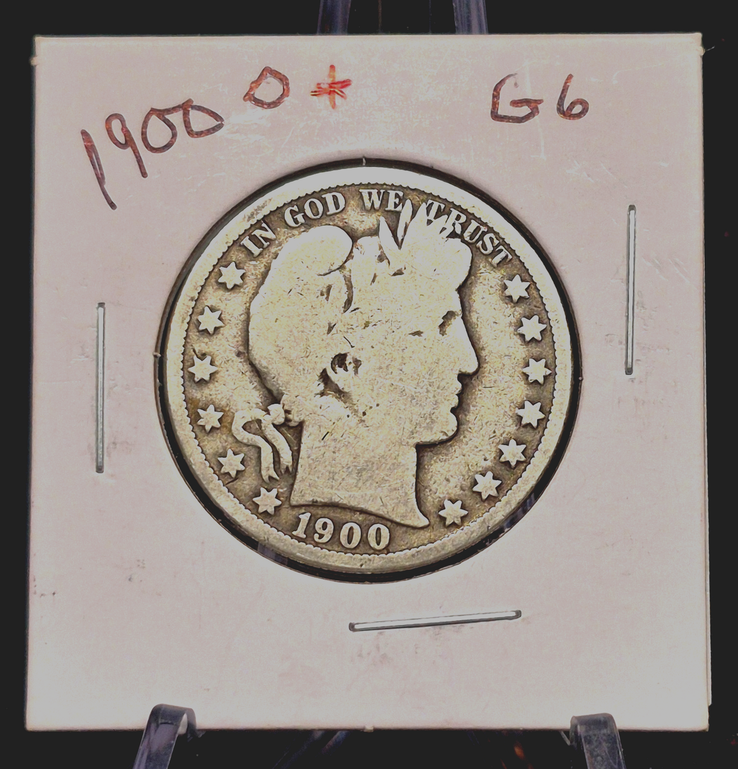 1900 O Barber Half Dollar 90% Silver 50C Circulated Full Rims Partial Motto