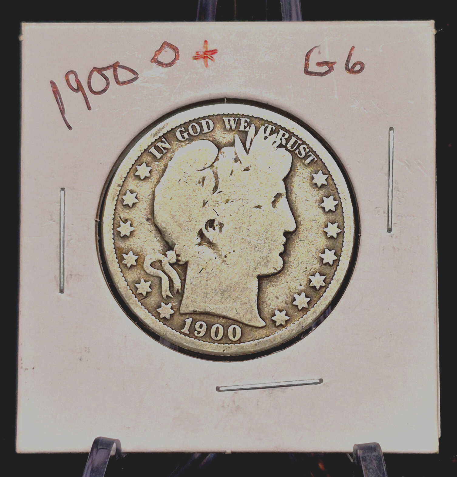 1900 O Barber Half Dollar 90% Silver 50C Circulated Full Rims Partial Motto