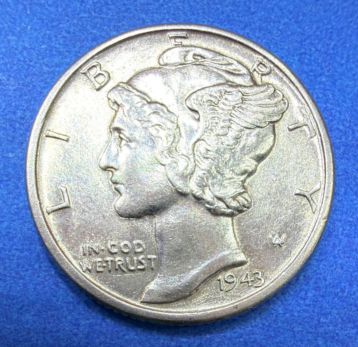 1943-D Mercury Dime 90% Silver AU Strong Luster Denver WWII Winged Liberty 10c