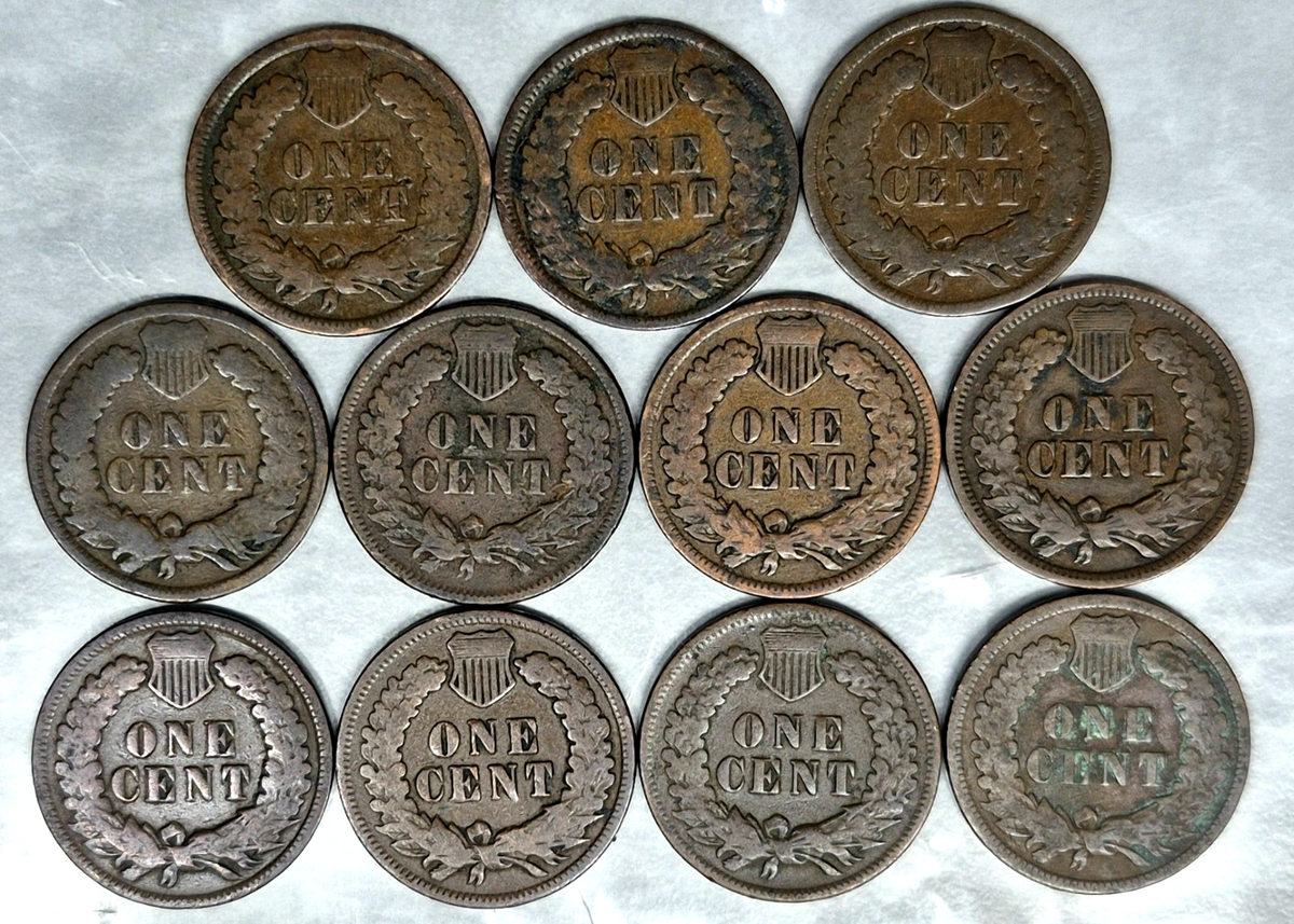 1897-1907 Indian Head Cent Penny Lot 11 Coins Complete Date Run Good 1C Set