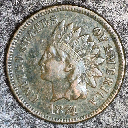Lot (3) 1874 Indian Head Cents Different Tones Matching VF Features Coins Shown